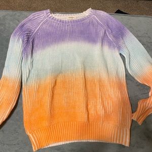 Sweater. Orange, purple, blue